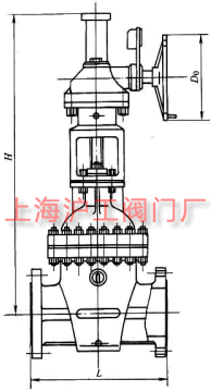 Z540H、Z540Y、Z540W 型 PN16~PN160 鋼制錐齒輪傳動(dòng)楔式閘閥主要外形及結(jié)構(gòu)尺寸示意圖